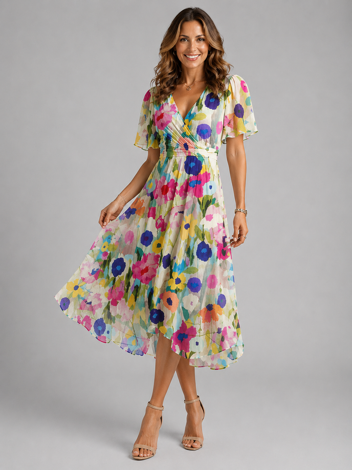 Anouk | V-Neck Printed Midi Dress