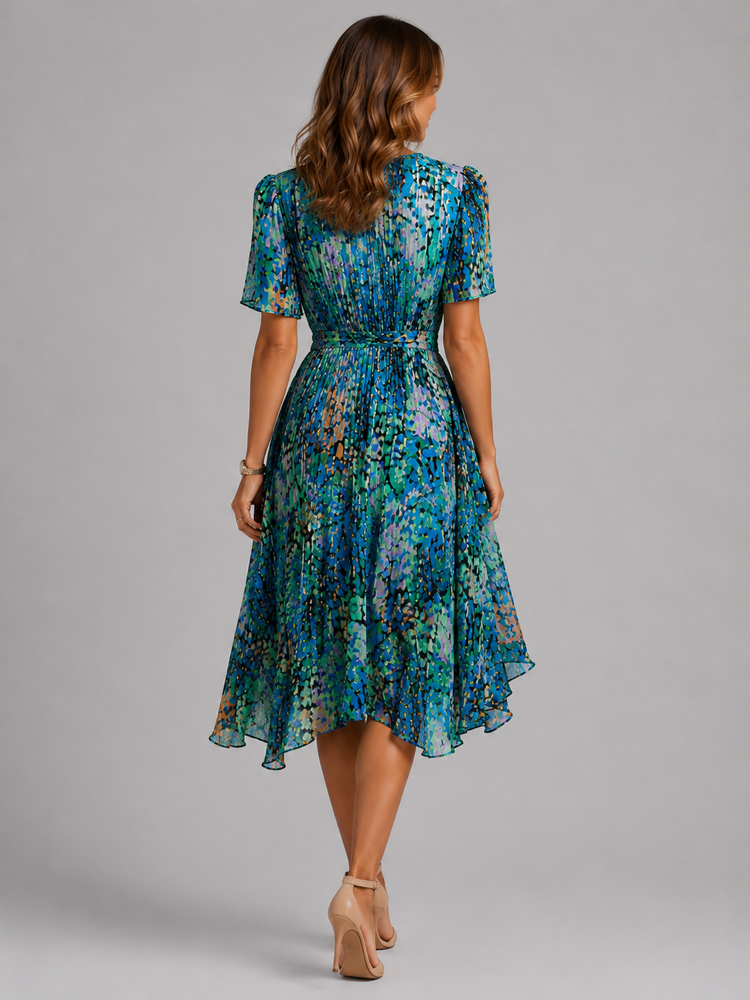 Anouk | V-Neck Printed Midi Dress
