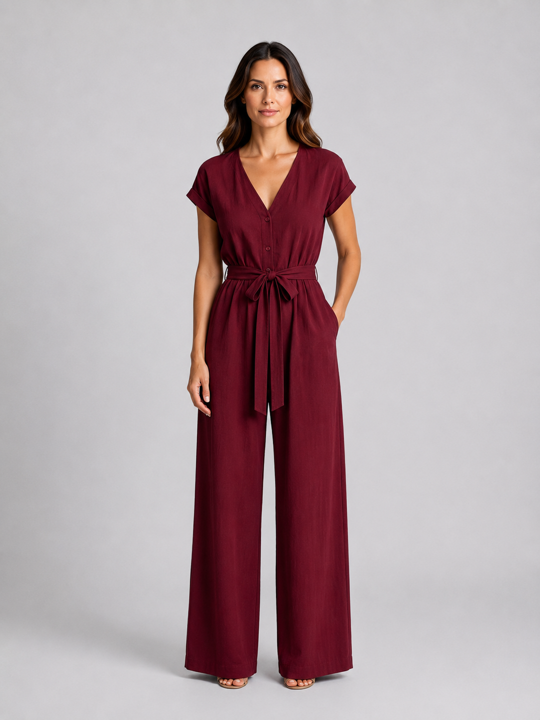 Naia | Relaxed Tie Waist Wide Leg Jumpsuit