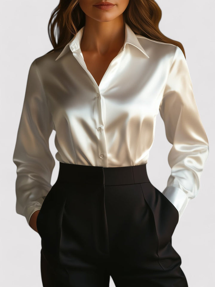 Vivelle | Satin-Look Long Sleeve Blouse