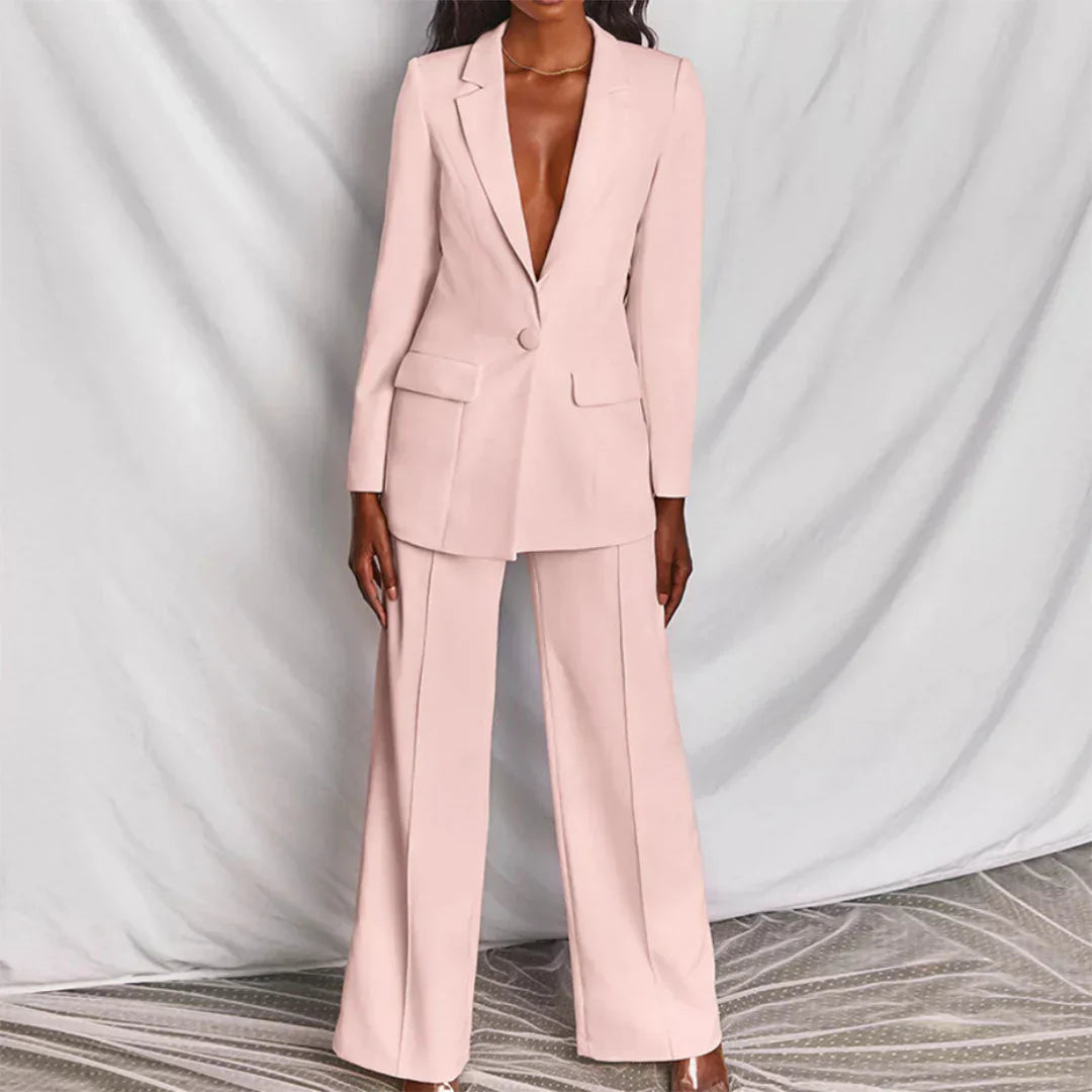 Ravelle | Longline Tailored Wide-Leg Trouser Suit