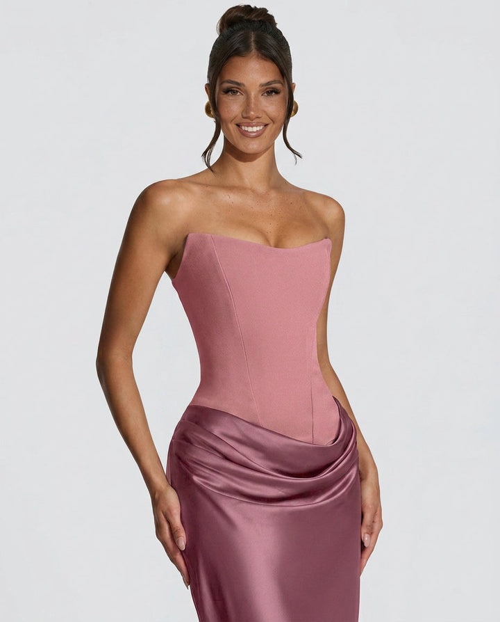 Seraphina | Satin Tie-Up Maxi Dress