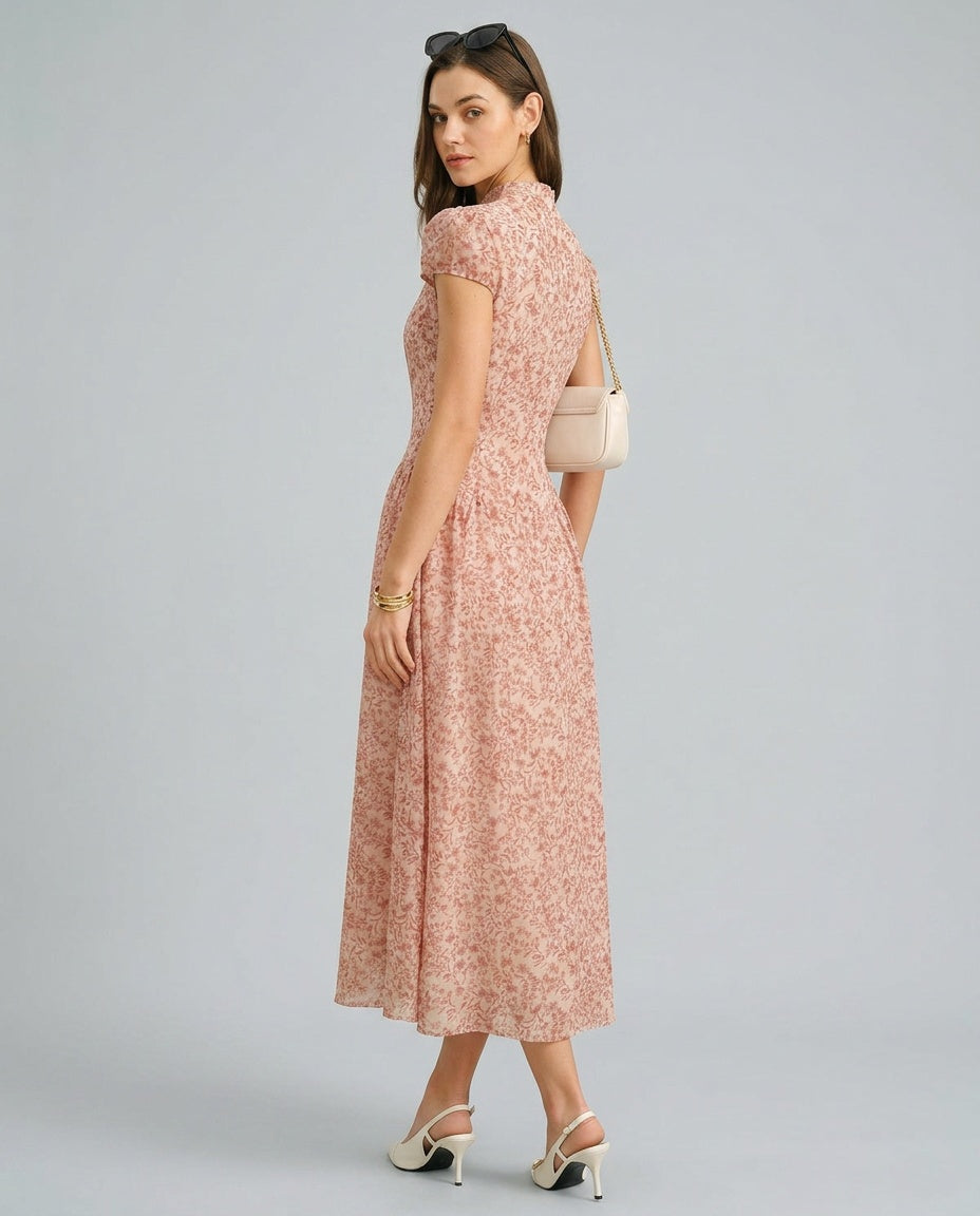 Mirabel | Floral Mock Neck Wedding Guest Maxi Dress
