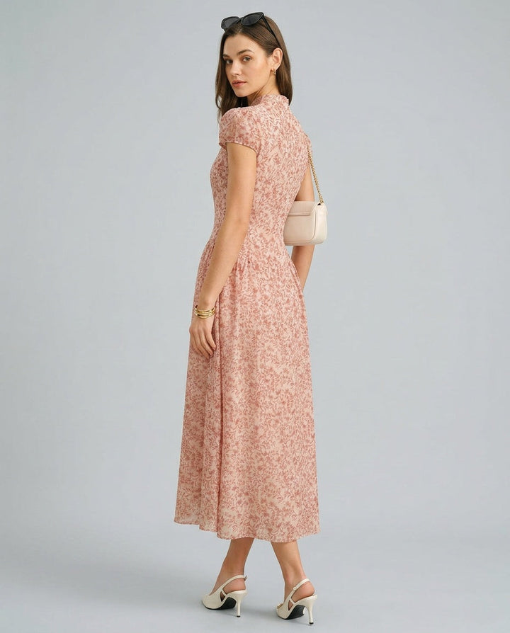Mirabel | Floral Mock Neck Wedding Guest Maxi Dress