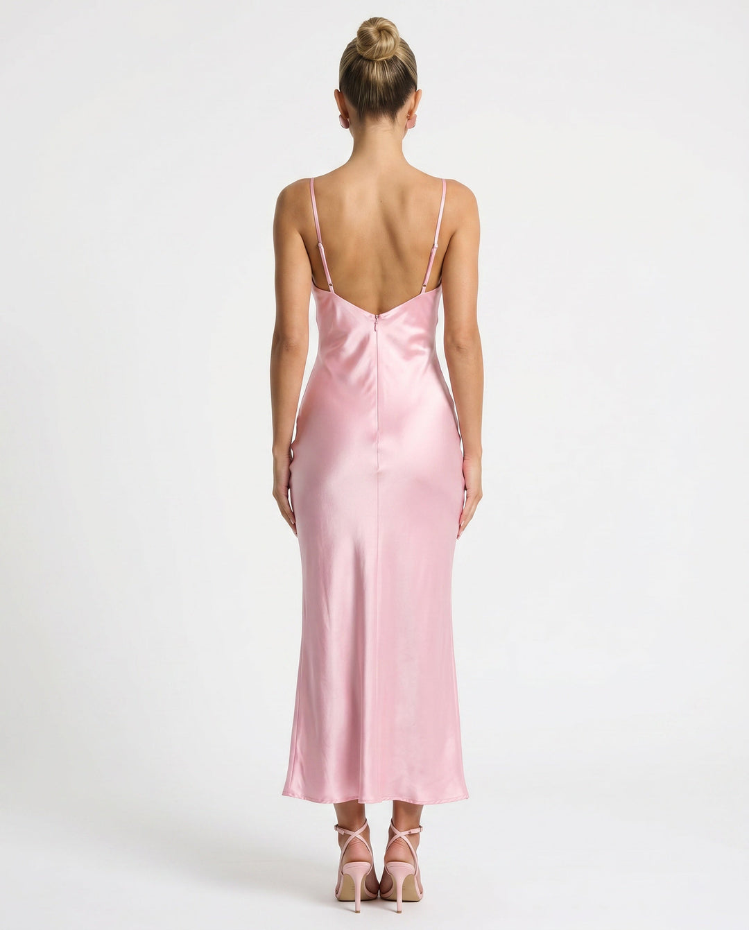 Celeste | V-Neck Satin-Look Midi Dress