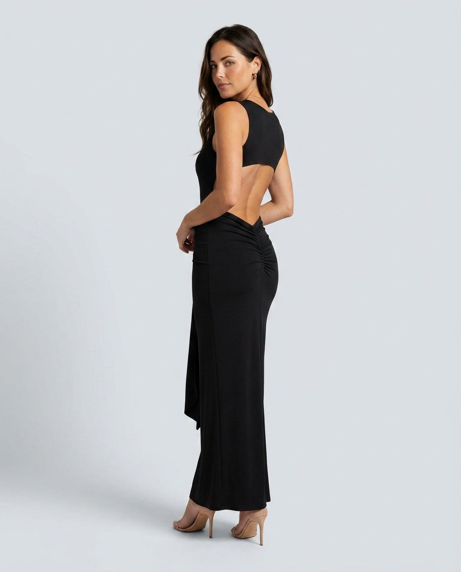Faye | Open Back Fitted Maxi Dress