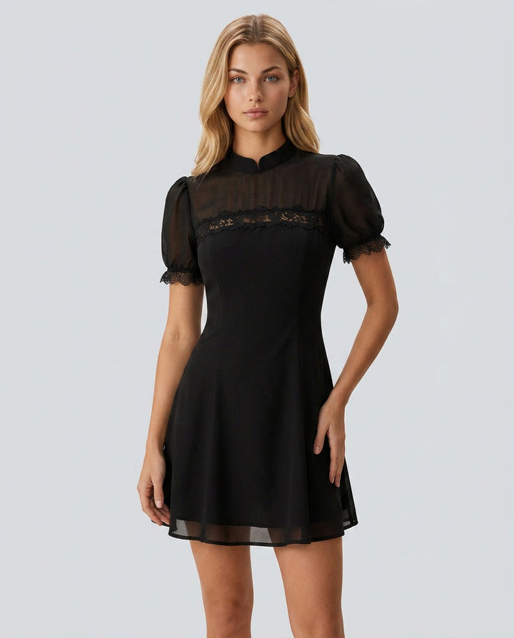 Yuki | Mandarin Collar Cocktail Mini Dress
