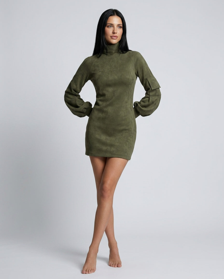 Marlowe | Vintage Suede Turtleneck Mini