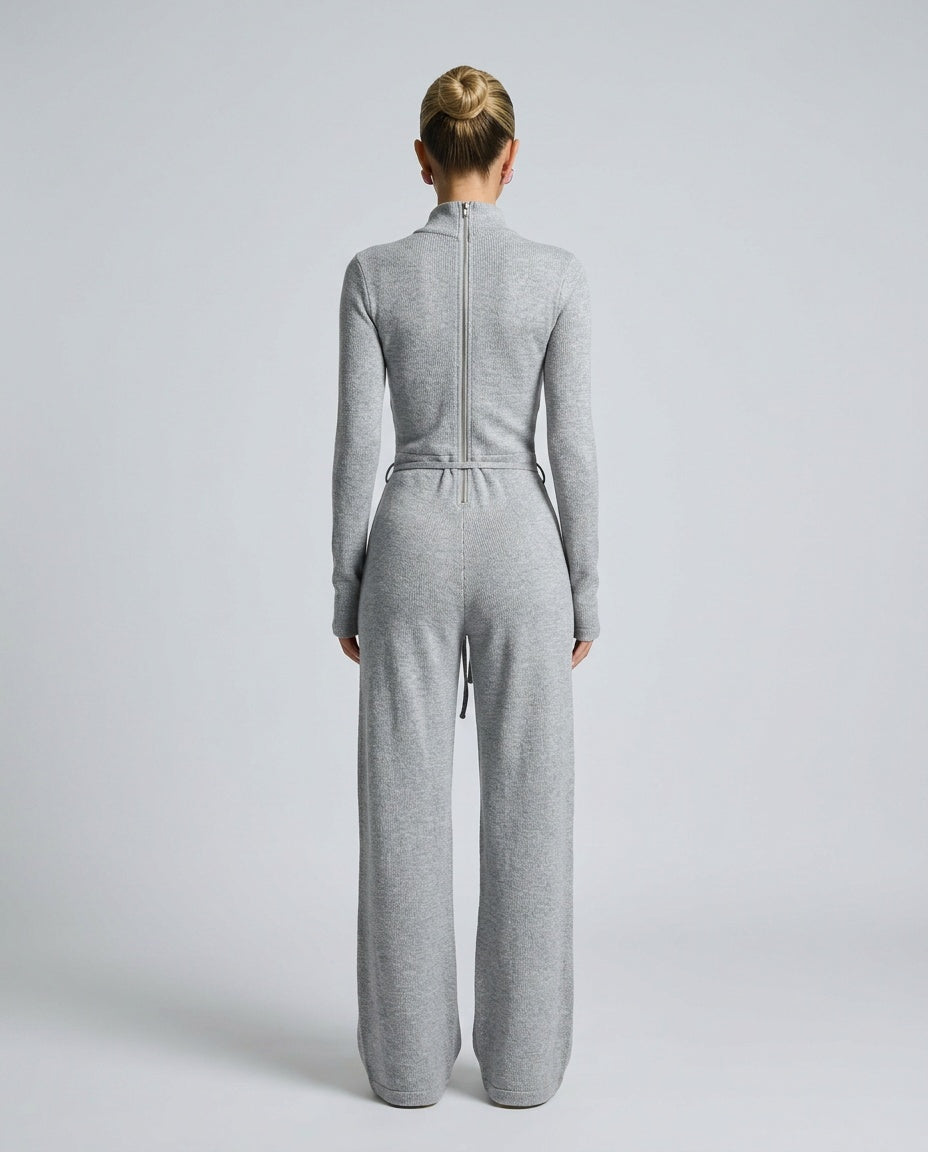 Zara | Knit Sparkling Zipper-Front Jumpsuit