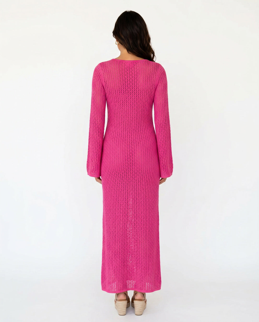 Una | Plunge Neck Crochet Maxi Dress