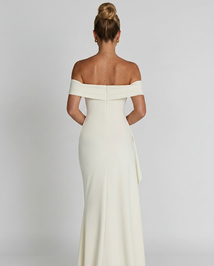 Cleona | Cowl Neck Bias-Cut Blush Maxi Dress