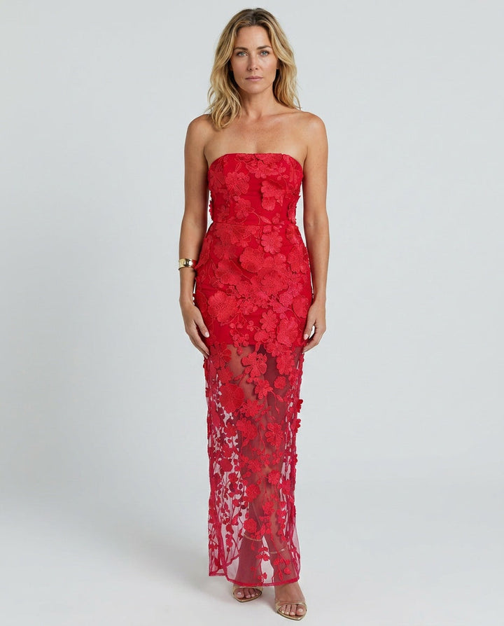 Vera | Embroidered Off-Shoulder Slit Midi Dress