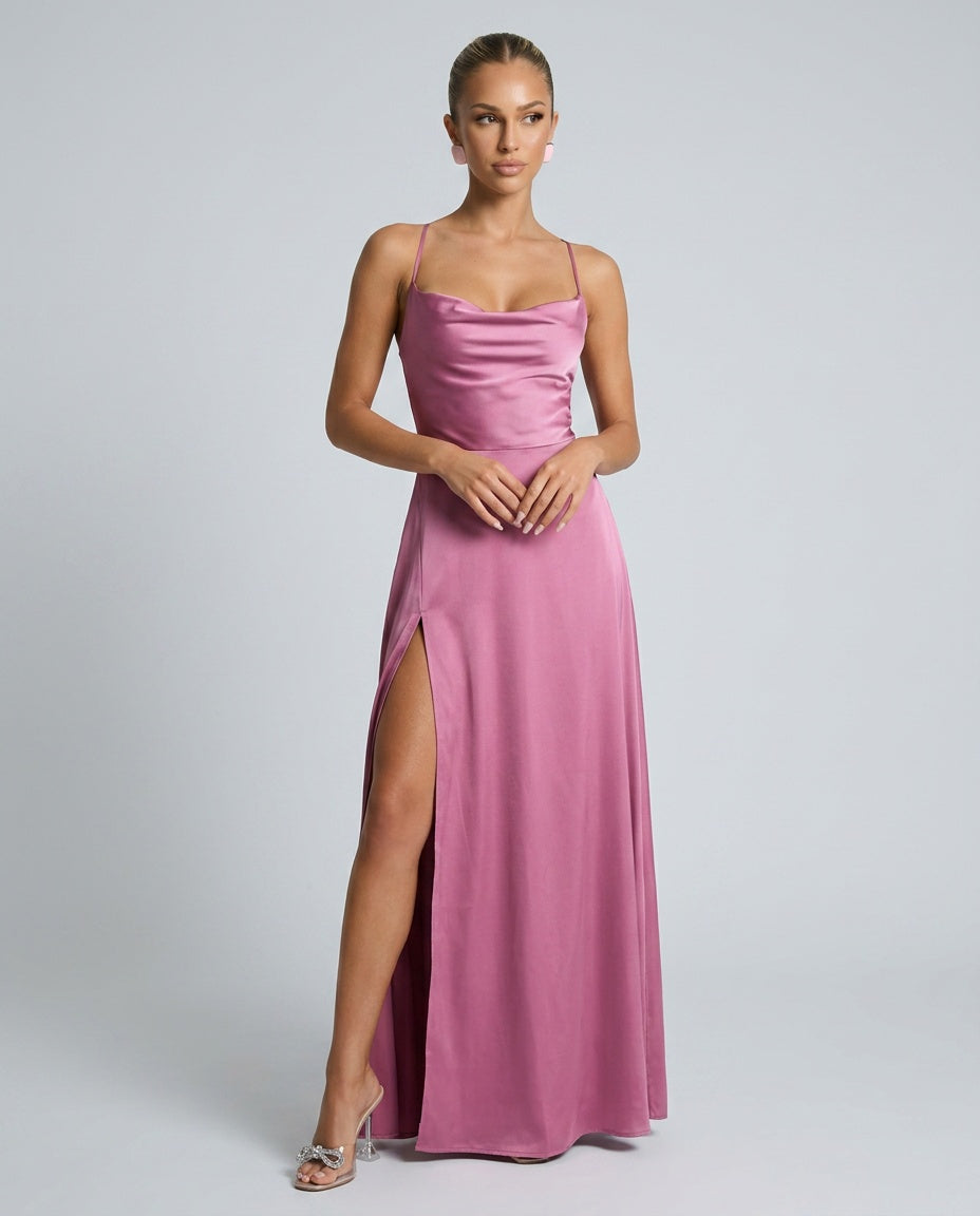Tatum | Spaghetti Strap High Slit Evening Maxi Dress