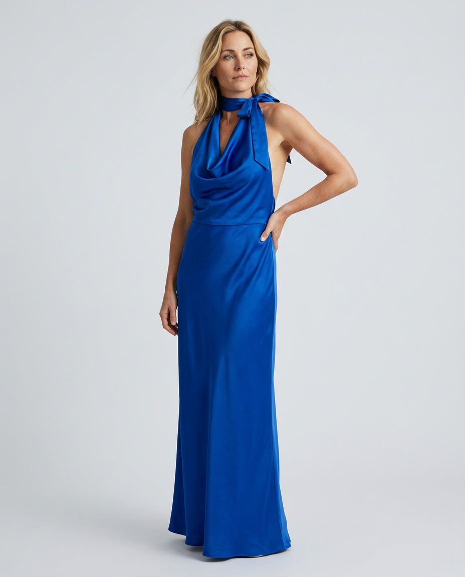 Georgina | Cowl Neck Satin-Look Maxi Dress