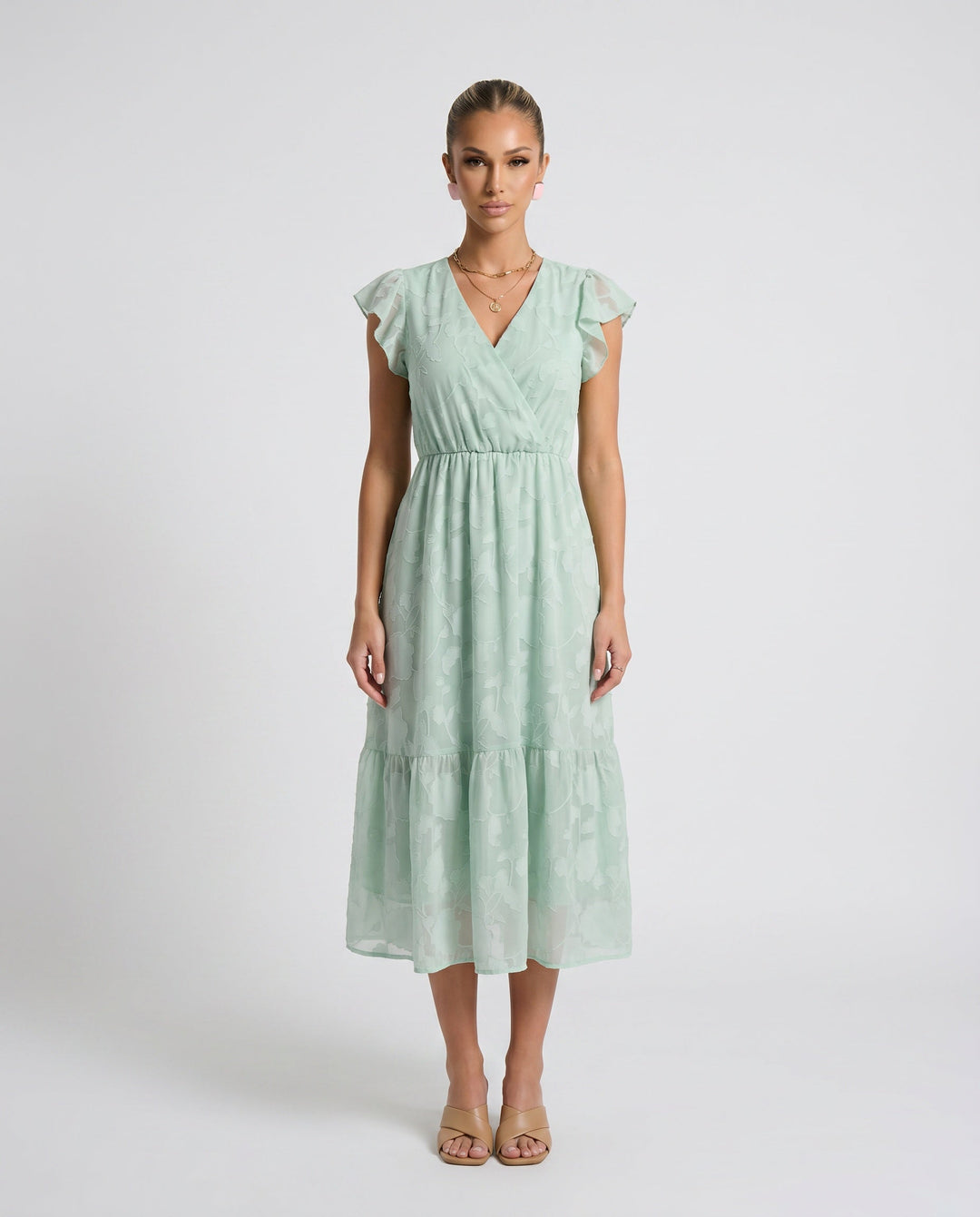 Talia | Floral Ruffle Detail Midi Dress