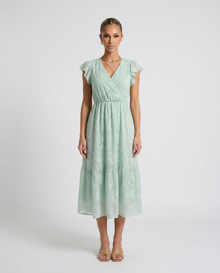 Talia | Floral Ruffle Detail Midi Dress