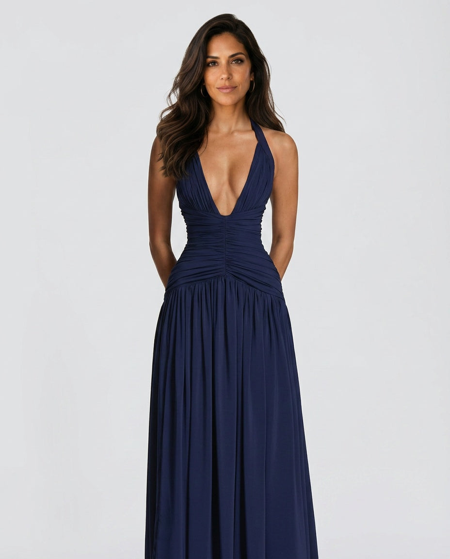 Vesna | Halter Neck Open-Back Maxi Dress