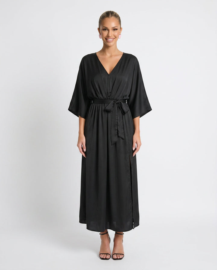 Brielle | Open Back Tie-Back Wedding Guest Maxi Dress
