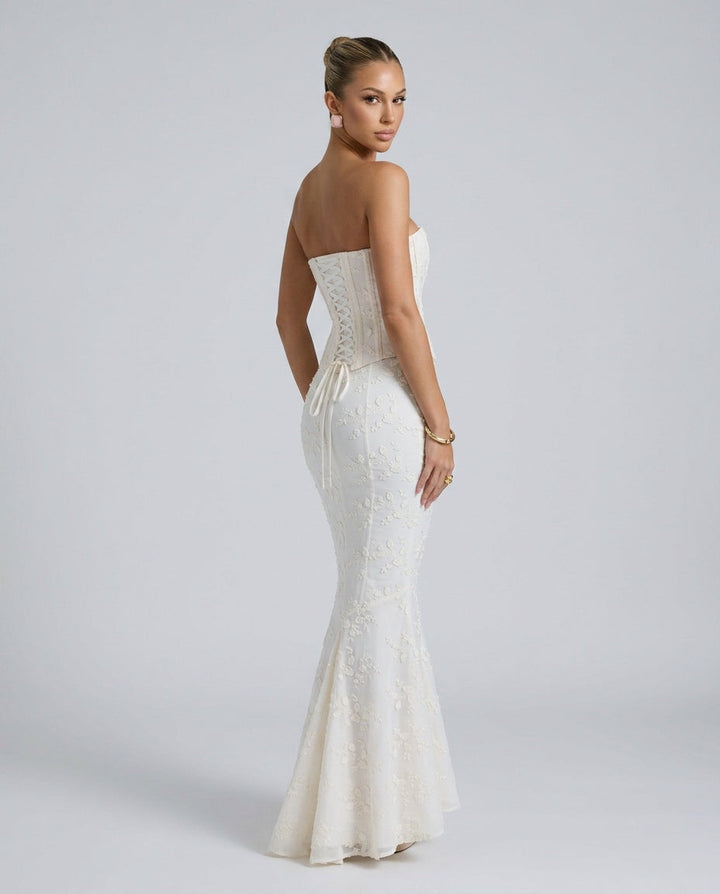 Josephine | Strapless Embroidered Wedding Guest Maxi Dress