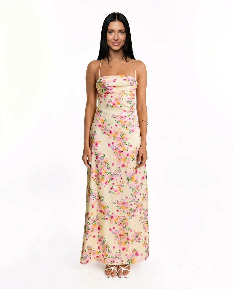 Calixta | Satin-Look Floral Maxi Dress