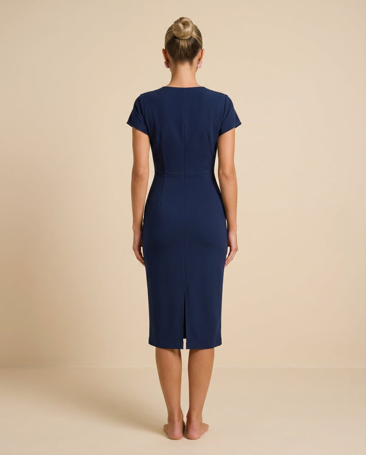 Willa | V-Neck Front Split Midi Dress