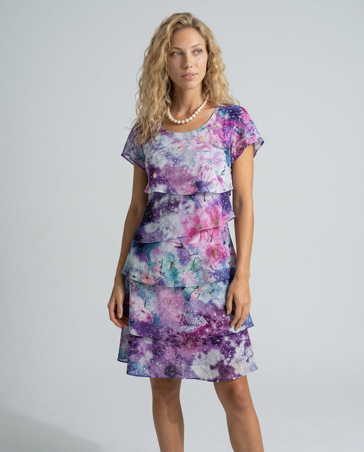 Celeste | Midi Chiffon Dress with Ruching Detail