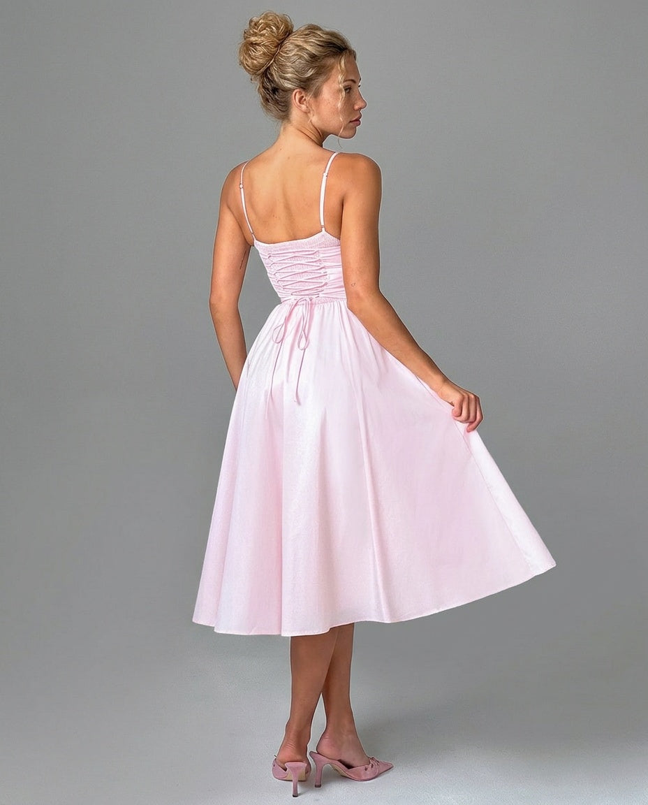 Mariella | Puff Sleeve A-Line Midi Dress