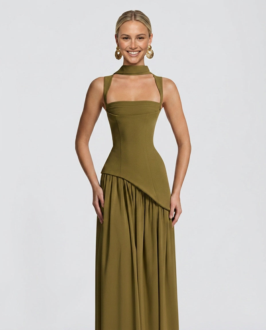 Nina | Strapless Ruched Maxi Dress