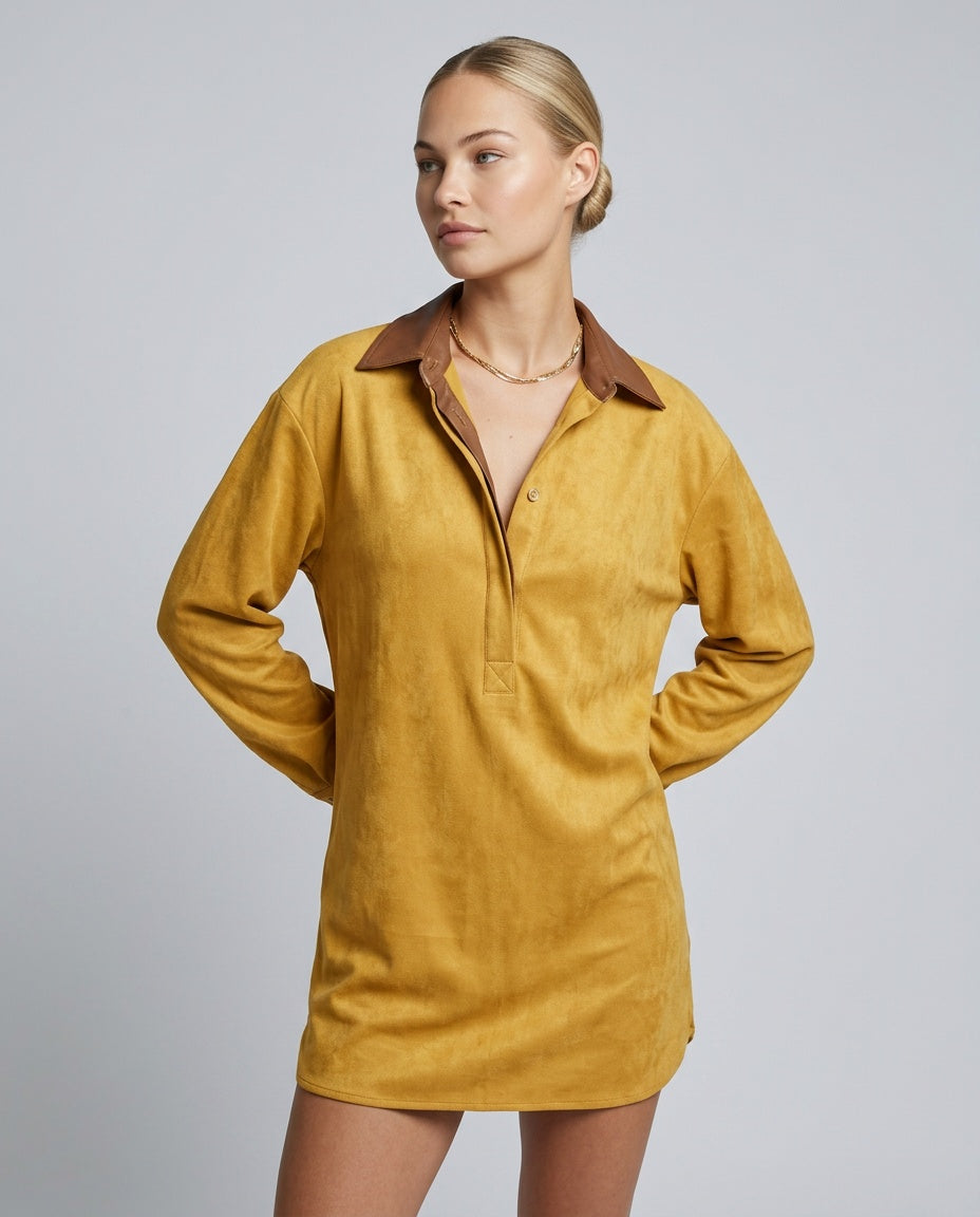Marlowe | Loose Lapel Suede-Look Mini