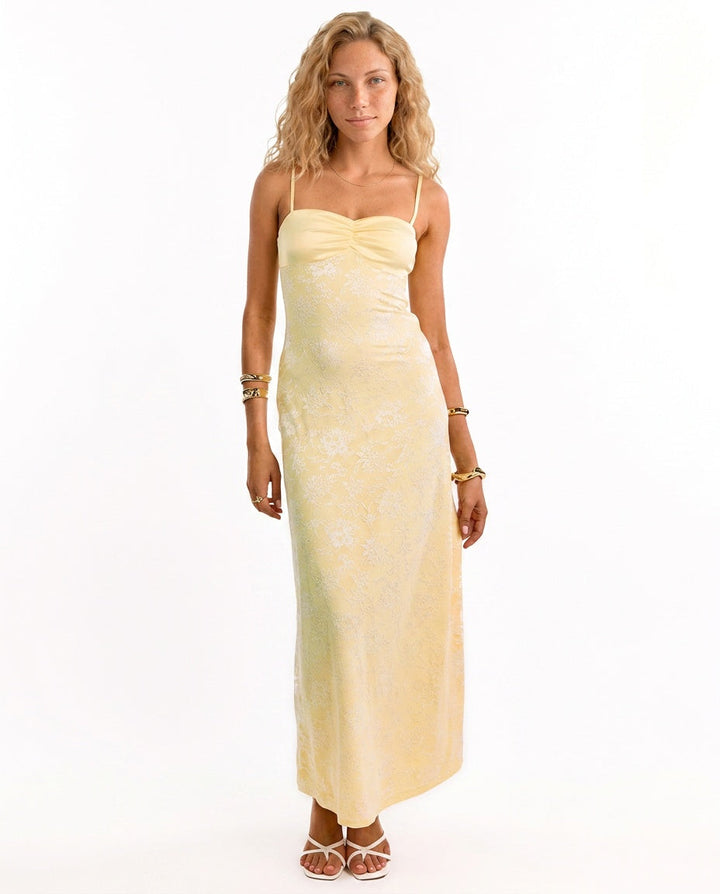 Elara | Yellow Lace Maxi Dress