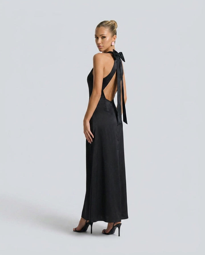 Juliette | Halter Bowknot Cutout Maxi Dress