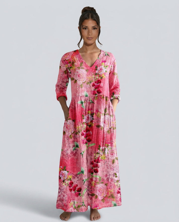 Bianca | Flowy V-Neck Floral Summer Maxi Dress