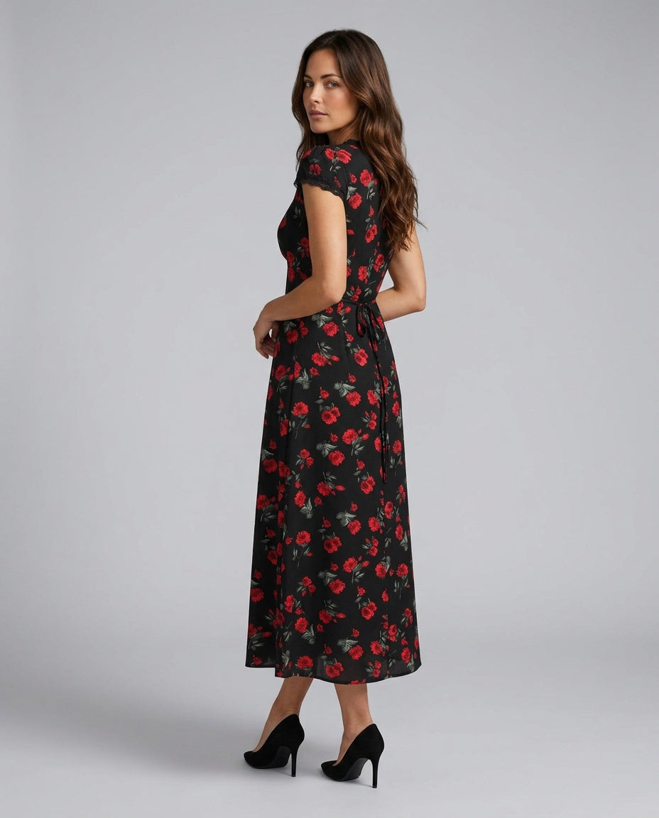 Kira | Floral Print V-Neck Maxi Dress