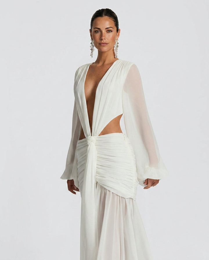Wren | Halter Neck Ruched Maxi Dress