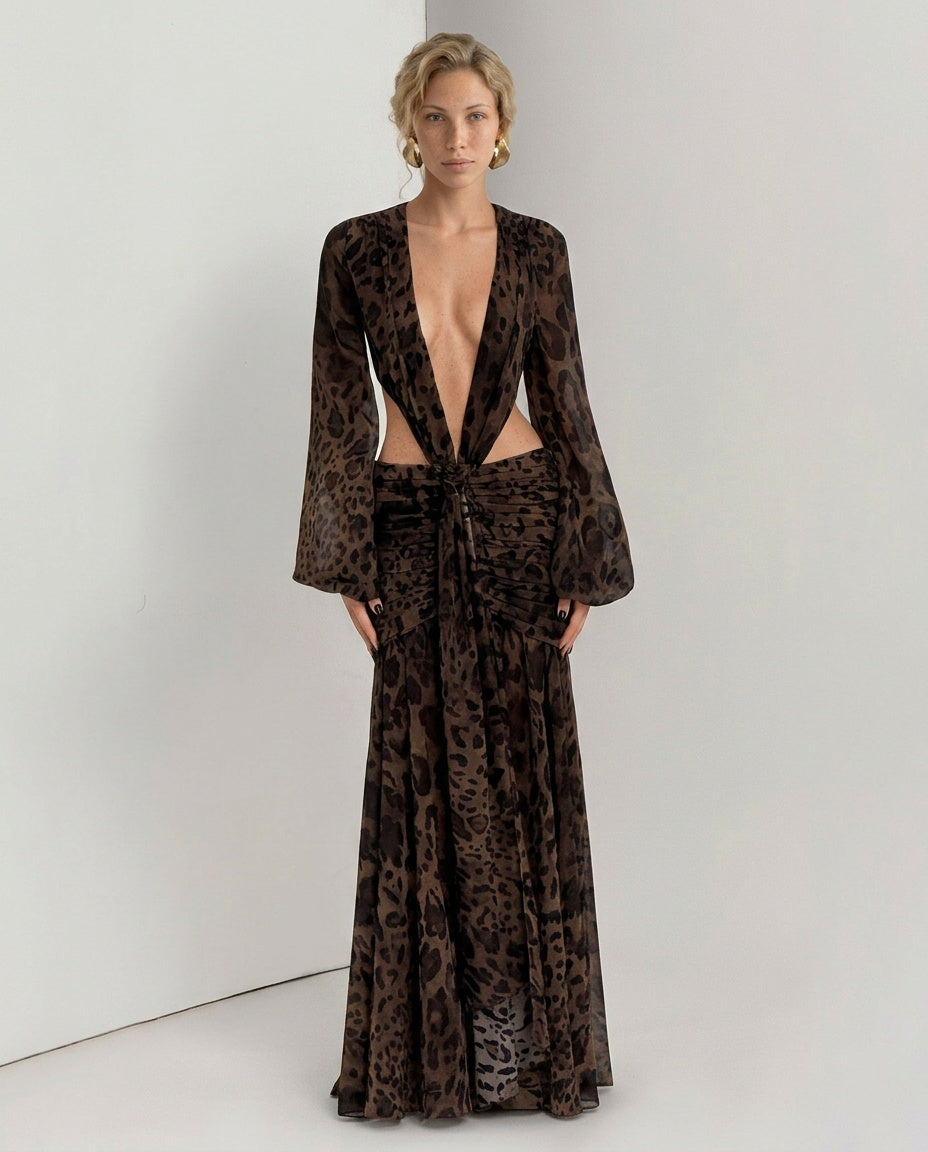 Wren | Halter Neck Ruched Maxi Dress