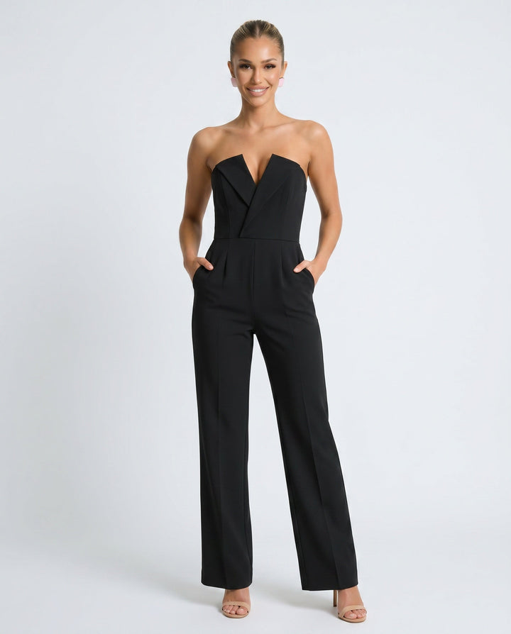 Nadia | Sleeveless V-Neck Wide Leg Jumpsuit