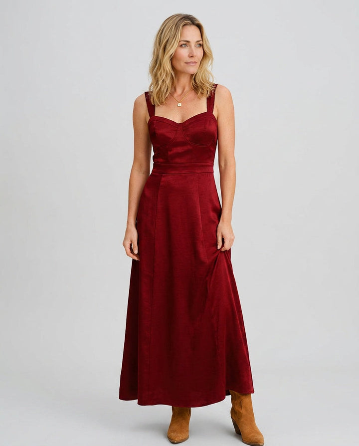 Saskia | Sweetheart Neck A-Line Maxi Dress