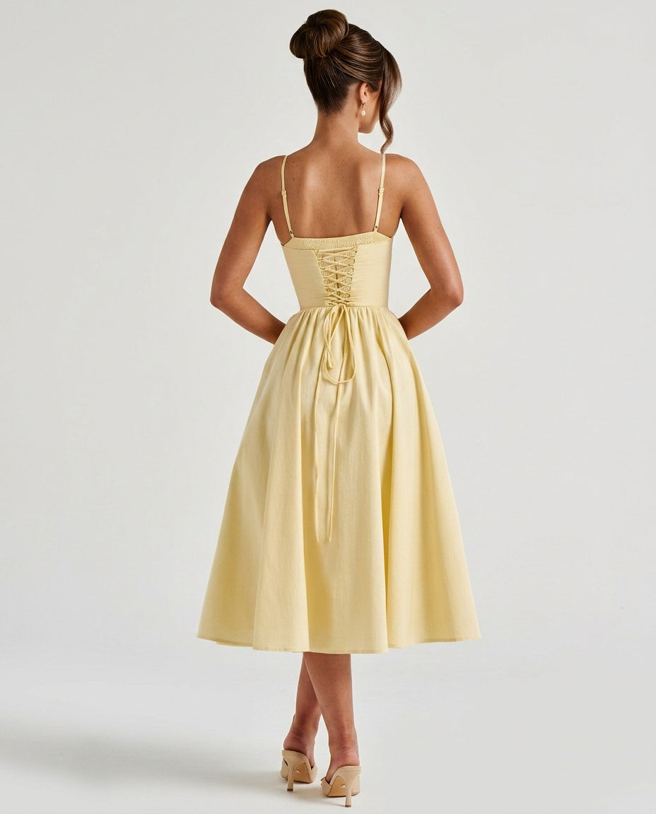 Mariella | Puff Sleeve A-Line Midi Dress