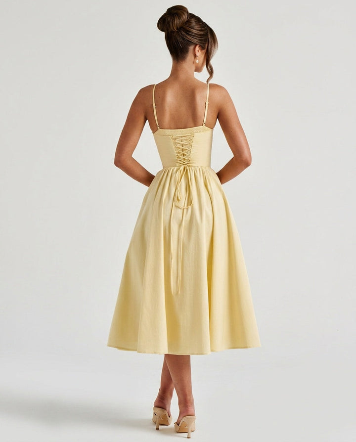 Mariella | Puff Sleeve A-Line Midi Dress