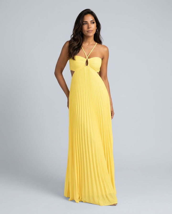 Halara | Pleated Halter Open Back Maxi Dress