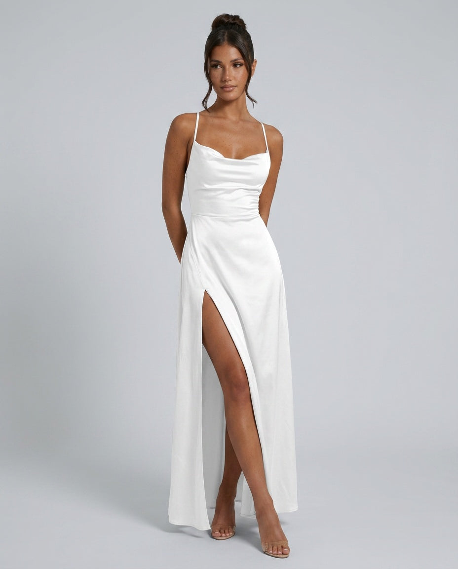 Tatum | Spaghetti Strap High Slit Evening Maxi Dress