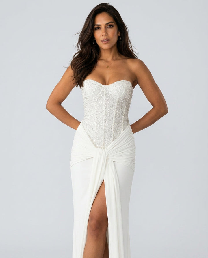 Ada | Sequin Off-Shoulder Sweetheart Maxi Dress