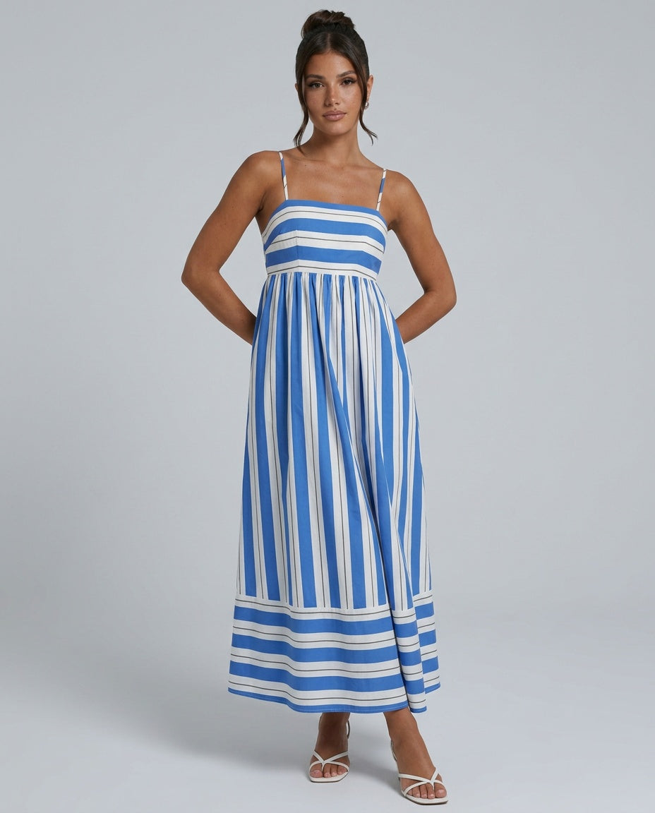 Elin | Striped Strappy Summer Maxi Dress