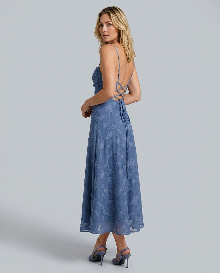 Josephine | Jacquard Ruched Slip Maxi Dress