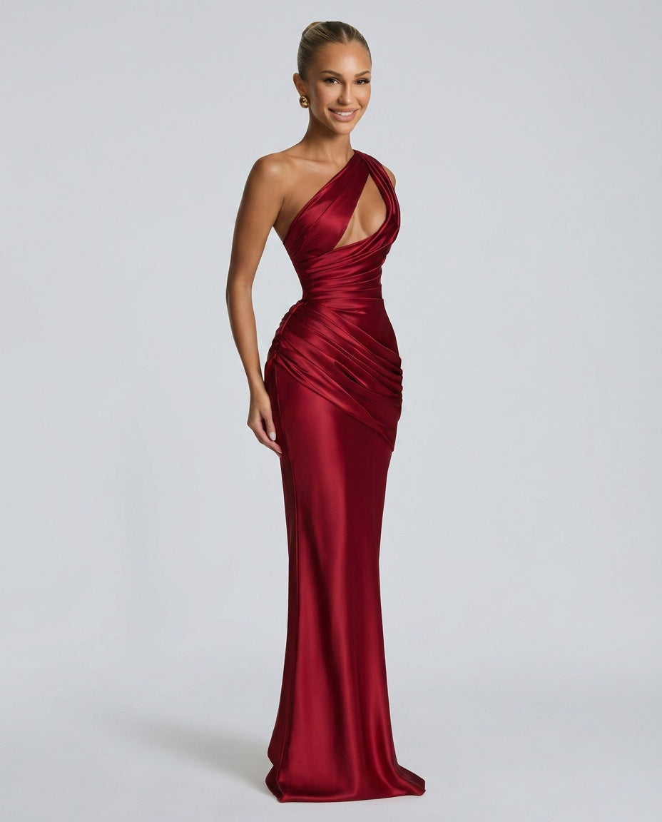 Lena | Cowl Neck Satin-Look Maxi Dress