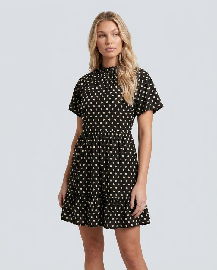 Vivienne | Polka Dot Ruffle Detail Mini Dress