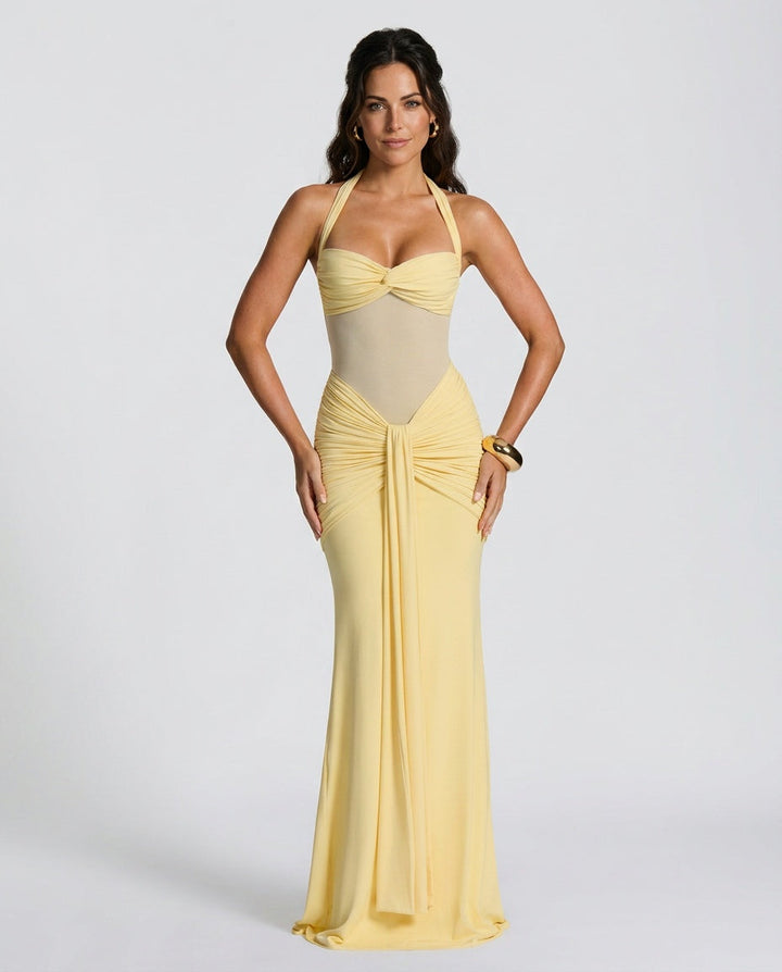 Cora | Halter Neck Backless Maxi Dress