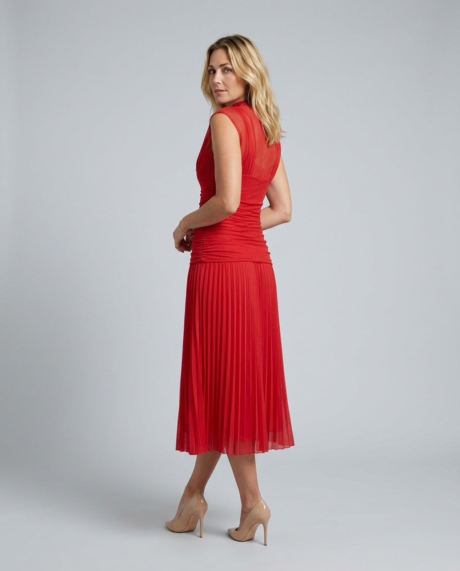 Jolie | Pleated Drop Waist Midi Dress
