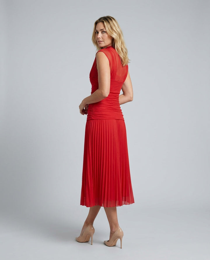 Jolie | Pleated Drop Waist Midi Dress