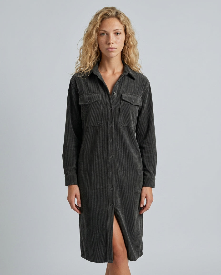 Marlowe | Corduroy Midi with Double Chest Pockets